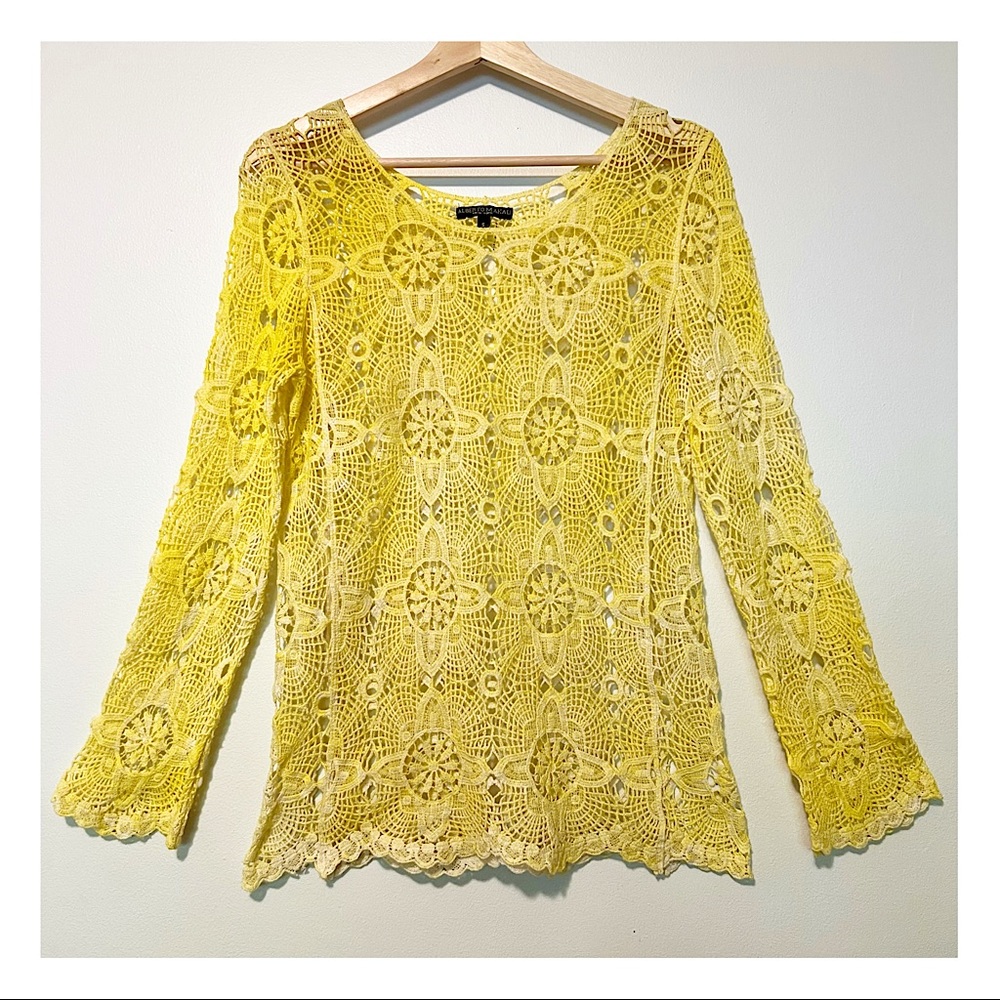 NWOT Alberto Makali Yellow Crochet Top